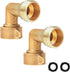 2 Pack 90 Degree Garden Hose Elbow Connectors, 3/4" Brass Hose Elbow with 2 Washers, Hose Adapter for RV Water Hookups Residential Outdoor Faucets