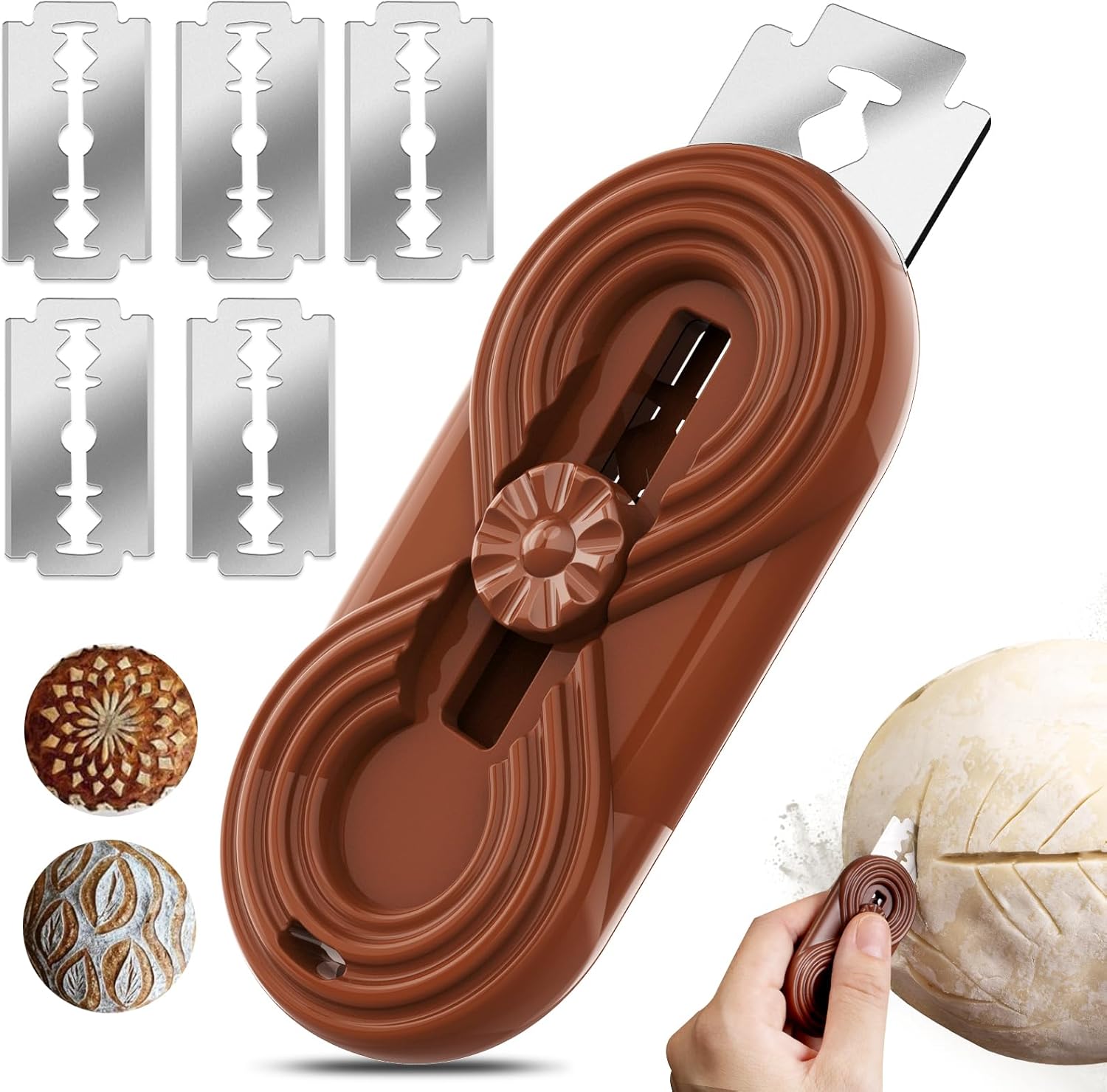 Bread Lame Dough Scoring Knife, Bread Scoring Tool,Upgraded Retractable & Magnetic Design, Anti-Slip Handle Professial Sourdough Tool for Homemade Sourdough Bread with 5 Blades