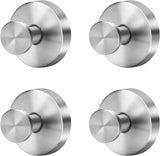 Silver Sucti Cup Hooks for Shower Waterproof - No Drill Stainless Steel Towel Hooks for Bathroom Wall, Kitchen, Glass, Mirror, Tile - Ideal for Hanging Towels, Robes, and Loofahs(4 pcs)