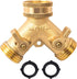 Hose Splitter, Garden Hose Splitter Heavy Duty 2 Way, Solid Brass Water Hose Y Splitter 2 Valves with 2 Extra Rubber Washers
