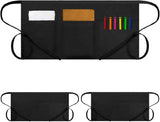 Waitress Server Apr with 3 Pockets, Water Resistant Black Half Waist Apr with Pockets, 12 Inch Waist Server Aprs