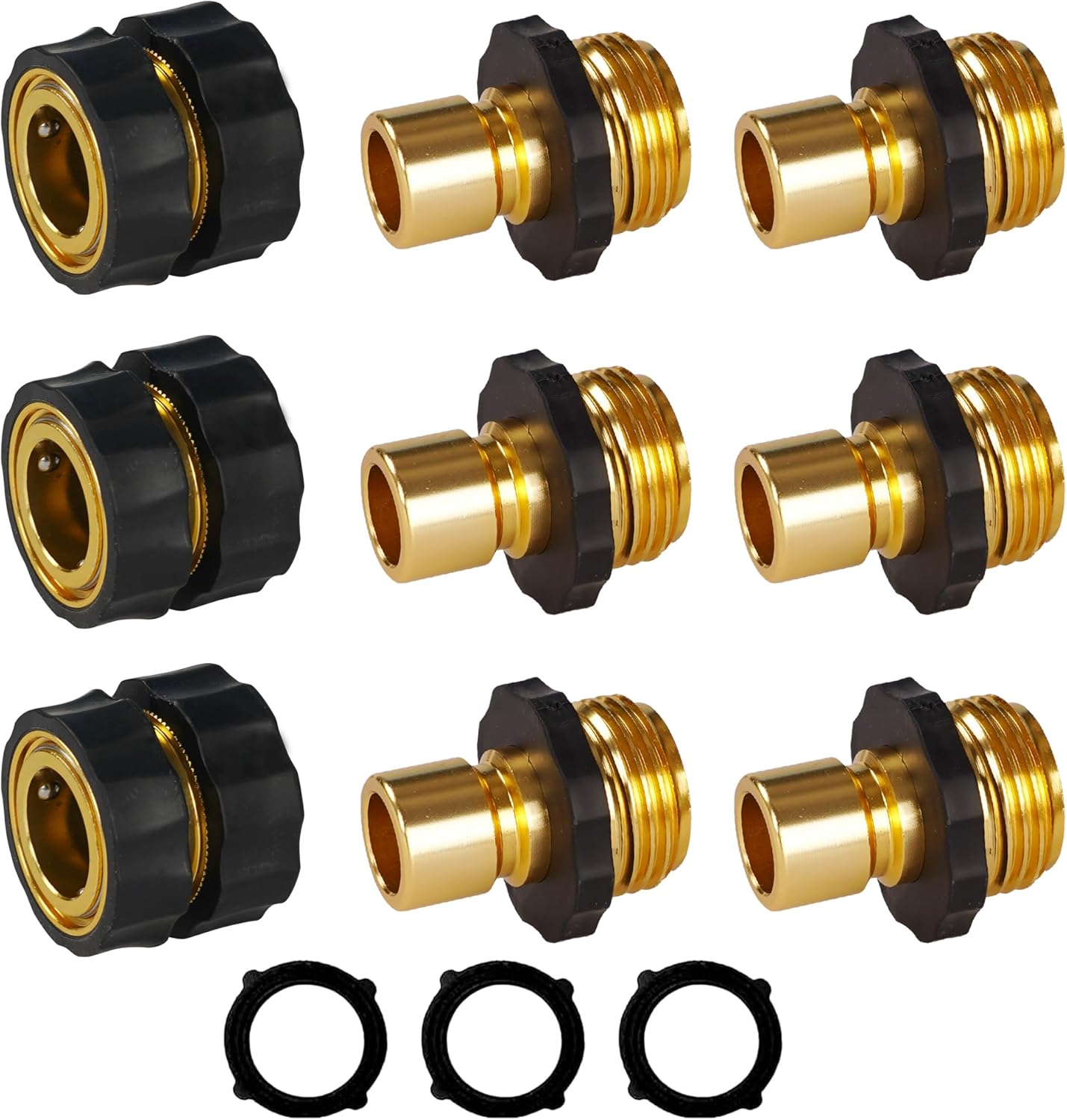 Garden Hose Quick Connector, 3/4 Inch Male and Female Garden Hose Fitting Quick Connector, 3 Female + 6 Male