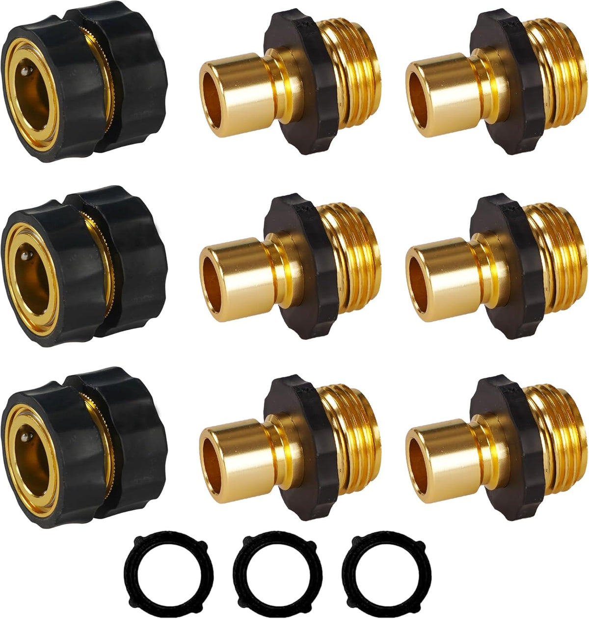 Garden Hose Quick Connector, 3/4 Inch Male and Female Garden Hose Fitting Quick Connector, 3 Female + 6 Male