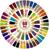 Tassels for Keychains Faux Suede Tassel DIY Jewelry Making 60 Pcs Leather Keychain Charms Bulk & Jump Rings Key Chain Cellphone Straps Pendants Crafts 