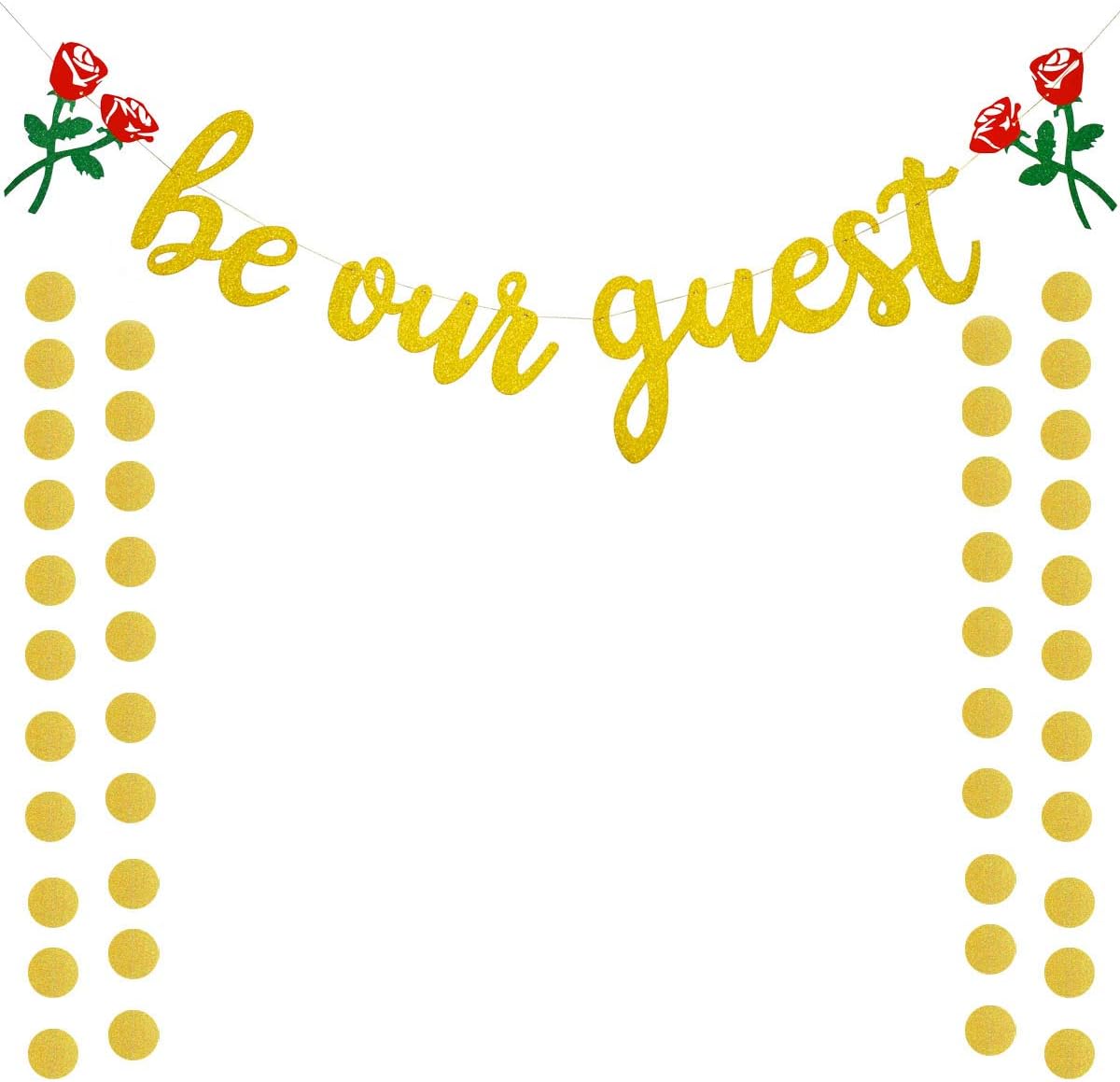 Be Our Guest Gold Sign Banner - Reception for Beauty And The Beast Party, Bridal Shower, Wedding, Engagement, Bachelorette, Baby Birthday, Housewarming Decorations 