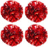 Petluno 4 Pack (2 Pair) Metallic Foil Cheerleader Pom Poms & Plastic Ring Cheer with Baton Handle Cheerleading Pompoms for Sports Party Dance Team Accessories Cheering Squad Spirit (Red Silver) 