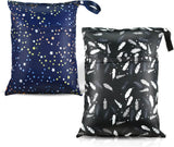 2 Pcs Waterproof Reusable Wet Dry Bag for Diaper Baby Cloth Gym Clothes Washable Travel Bags Beach Pool Swimsuits Pockets with Two Zippered Dirty Diapers Stroller Yoga Toiletries Daycare Organizer