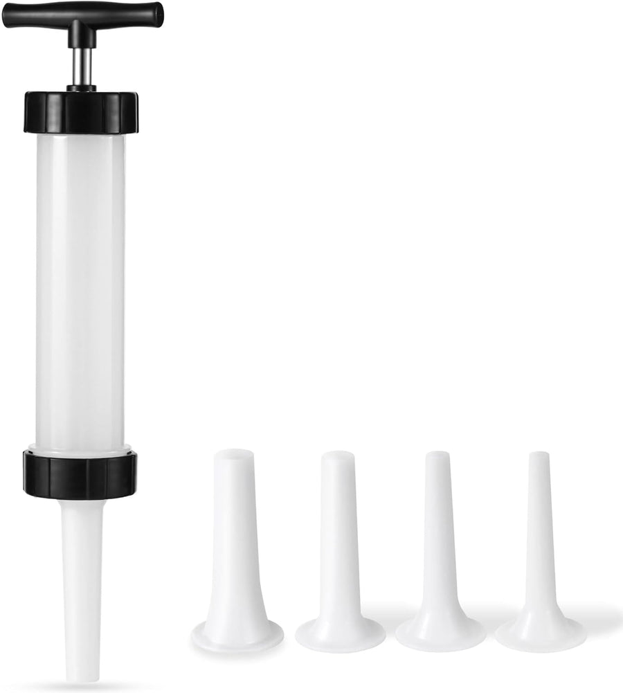 Manual Sausage Stuffer, Black, BPA-Free, Handheld with 4 Stuffing Tubes, for Hot Dogs and Bratwurst 