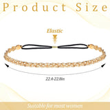 Xindojuz Gold Elastic Rhinestone Headband, 19" Adjustable 70s Headband Sparkly Crystal Disco Braid Headpiece for Women Girls Hair Accessories Singing Dancing Weddings Party Prom(Gold)