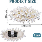2Pcs Pearl Flower Shoe Clips for Women Dress Shoes, 1.57 x 2.76" White Bridal Wedding Floral Shoes Clips Charms with Crystal Beads Detachable Flower Shoe Buckle Clip for Heels DIY Embellishment