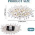 2Pcs Pearl Flower Shoe Clips for Women Dress Shoes, 1.57 x 2.76" White Bridal Wedding Floral Shoes Clips Charms with Crystal Beads Detachable Flower Shoe Buckle Clip for Heels DIY Embellishment