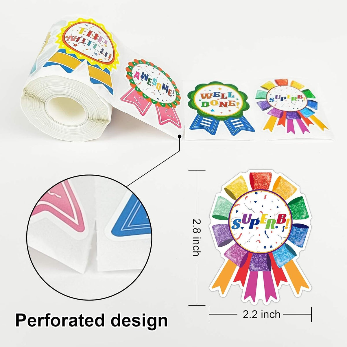 STARLIBOO Reward Stickers, Compliment Stickers, 300pcs Reward Labels, 2.2 * 2.8 Inches Teacher Classroom Reward Gifts Encourage Kids to Do Chores Go to The Toilet (Badge Designs)