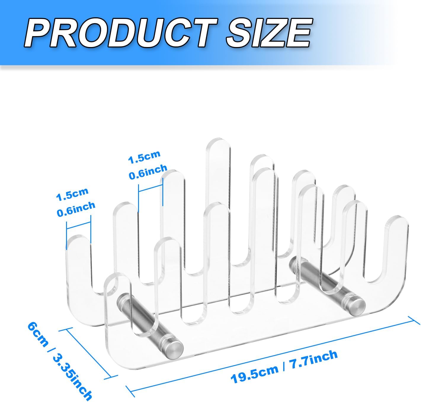 Clear Acrylic Coaster Holder, 6 Grids Anti Slip Coaster Organizer Perfect for Square or Round Coaster Sets, Hold 6 Coasters (Holder Only)
