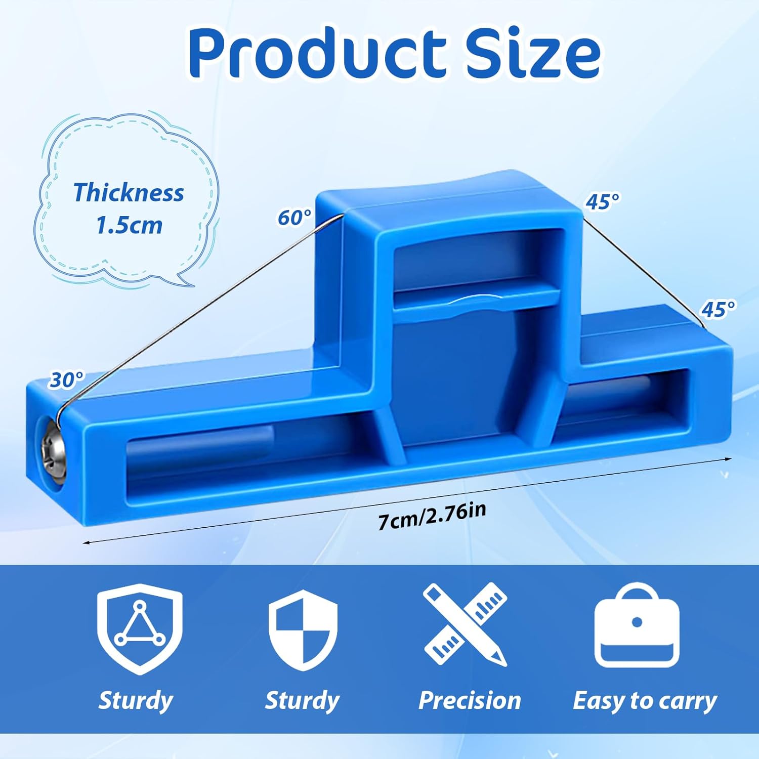 Xindojuz Angle Cutting Clay Tool, Steel Wire Bevel Cutter Small Pottery Angle Clay Trimming Tools Plastic Ceramic Wire Small Pottery Cutter for Ceramics and Sculpting (Blue, 2.76×1.1×0.59 Inch)