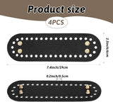 4 Pcs Black Purse Bottom for Crochet Bag Base Pu Leather Bag Bottom Base Leather Long Oval Purse Bottoms Making Supplies with Holes for DIY Crochet Bags Shoulder Bags Craft Making (Black)