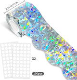 STARLIBOO 60 Feet Bulletin Board Borders, Holographic Scalloped Rolled Border Trim for School, Classroom & Offices