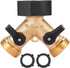 Garden Hose Splitter 2 Way Heavy Duty, Y Connector Brass Garden Hose Adapter, Hose Bib Splitter with 2 Extra Rubber Washers