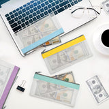 4 Pack Multi-Purpose Money Pouch, Cash Envelopes with Zipper, Money Bags Clear Bank Deposit Coin Bag for Coin, Deposit, Checks, Receipts, Passport (Color B)