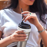 Silicone Ring for 30 & 40 oz Stainless Steel Tumbler,Reusable Iced Coffee Cup Ring,Durable Drink Sleeve for Cold Beverages, Leak-Proof Lid for Iced Coffee,Hot Drinks (White x 2)