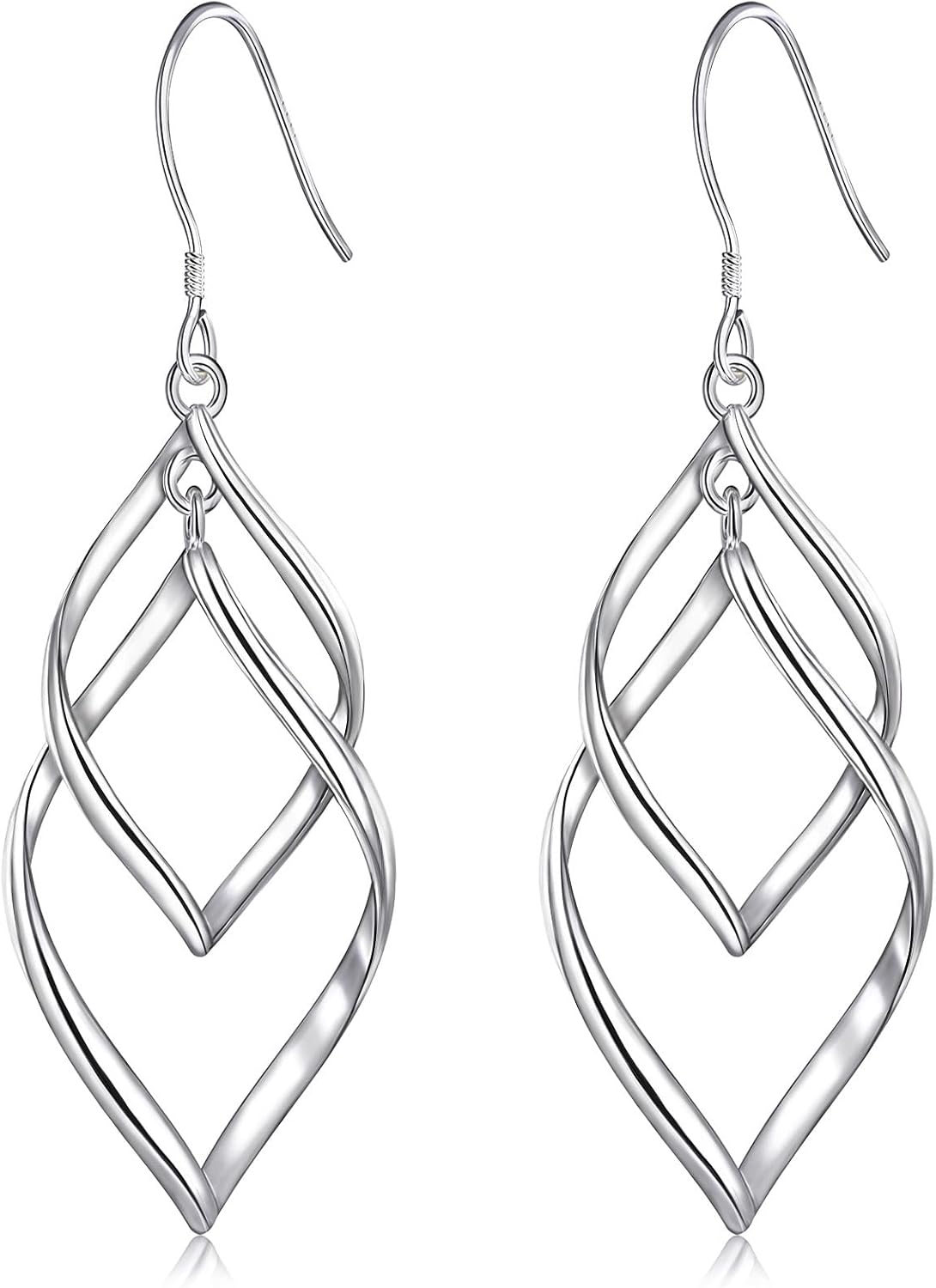 Sterling Silver Dangle Earrings for Women, 14k Gold Plated Double Linear Drop Statement Earrings Anniversary Birthday Gifts for Women