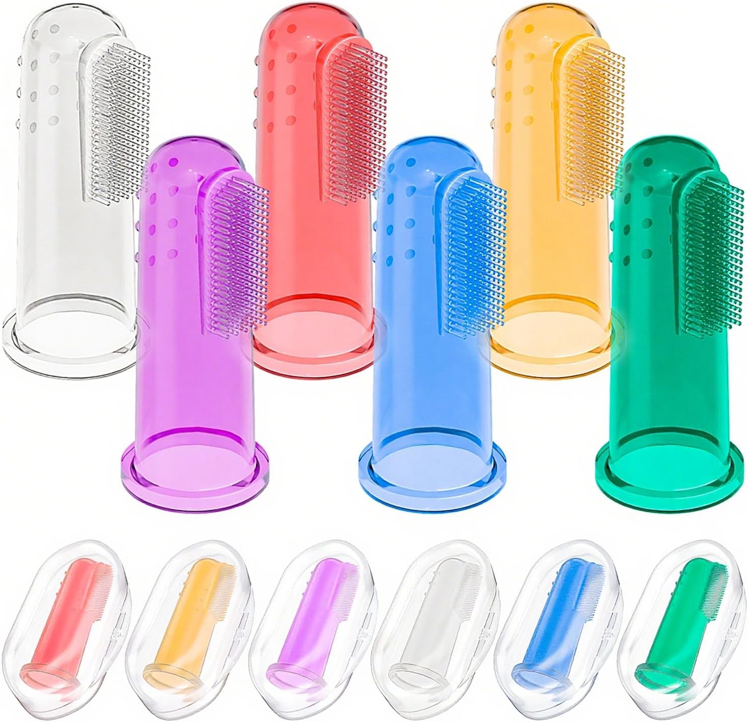 Baby Toothbrush Set, 6 Pcs Soft Infant Finger Toothbrush with 6 Boxes, Neorns Toddler Silicone Baby Tooth Brush 0-6 Months 6-12 Months