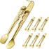6PCS Mini Serving Tongs 5-Inch Small Rose Sugar Cube Appetizer Tongs, Tiny l Tong for Tea Party, Coffee Bar, Desserts (Gold)