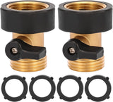 Water Hose Shut Off Valve, 2 Pack Heavy Duty 3/4 Inch Solid Brass Garden Hose Connector