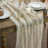 Beige Gold Gauze Table Runner 120 Inch 10FT, Glitter llic Foil Sheer Dining Wedding Anniversary Holiday Birthday Table Decor for Home Party