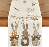 Carrots Rabbit Bunny Happy Easter Table Runner, Spring Summer Seasonal Holiday Kitchen Dining Table Decoration for Indoor Outdoor Home Party Decor 13 x 72 Inch