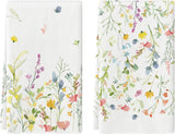 Wildflower Floral Spring Kitchen Towels Dish Towels, 18x26 Inch Farmhouse Summer Decoration Hand Towels Set of 2