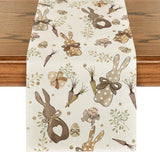 Bunny Rabbit Eucalyptus Eggs Carrots Easter Table Runner, Seasonal Spring Kitchen Dining Table Decoration for Home Party Decor 13x72 Inch