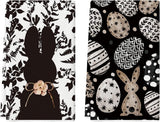 Black Bunny Eggs Flower Easter Kitchen Towels Dish Towels, 18x26 Inch Spring Farmhouse Leaves Decoration Hand Towels Set of 2