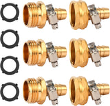 Brass Garden Hose Connector Repair Mender Kit with Stainless Clamp,Fits 1/2" Water Hose Fitting,3 Sets(1/2" Barb x 3/4" GHT)