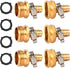 Brass Garden Hose Connector Repair Mender Kit with Stainless Clamp,Fits 1/2" Water Hose Fitting,3 Sets(1/2" Barb x 3/4" GHT)