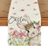 Daisy Bunny Rabbit Easter Table Runner, Seasonal Spring Kitchen Dining Table Decoration for Home Party Decor 13x72 Inch