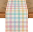 Blue Pink Yellow Buffalo Plaid Easter Table Runner, Daily Holiday Check Kitchen Dining Table Decoration for Home Party Outdoor 13x72 Inch