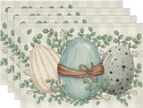 Eucalyptus Eggs Easter Placemats Set of 4, 12x18 Inch Spring Seasonal Table Mats for Party Kitchen Dining Decoration
