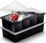 2-Pack Large Ice Cube Trays for Whiskey, Stackable & Easy-Release Silicone Square 2-inch Ice Cube Maker Mold with Lid for Freezer, Cocktail, Bourbon, Drinks