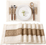 Boho Placemats Set of 6 Washable Cotton Burlap Farmhouse Table Mats Macrame Woven Dinner Table Decor Centerpiece for Party Home Decor