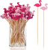 100 Pack Flamingo Toothpicks for Appetizers, 4.7 Inch Natural Bamboo Cocktail Picks for Cake Dessert Food Fruit Party Decorations