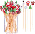 100 Pack Christmas Toothpicks for Appetizers, 4.7 Inch Natural Bamboo Cocktail Picks for Cake Dessert Food Fruit Christmas Party Decorations