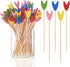 100 Pack Tulip Toothpicks for Appetizers, 4.7 Inch Natural Bamboo Cocktail Picks for Cake Dessert Food Picks Wedding Birthday Party Decoration