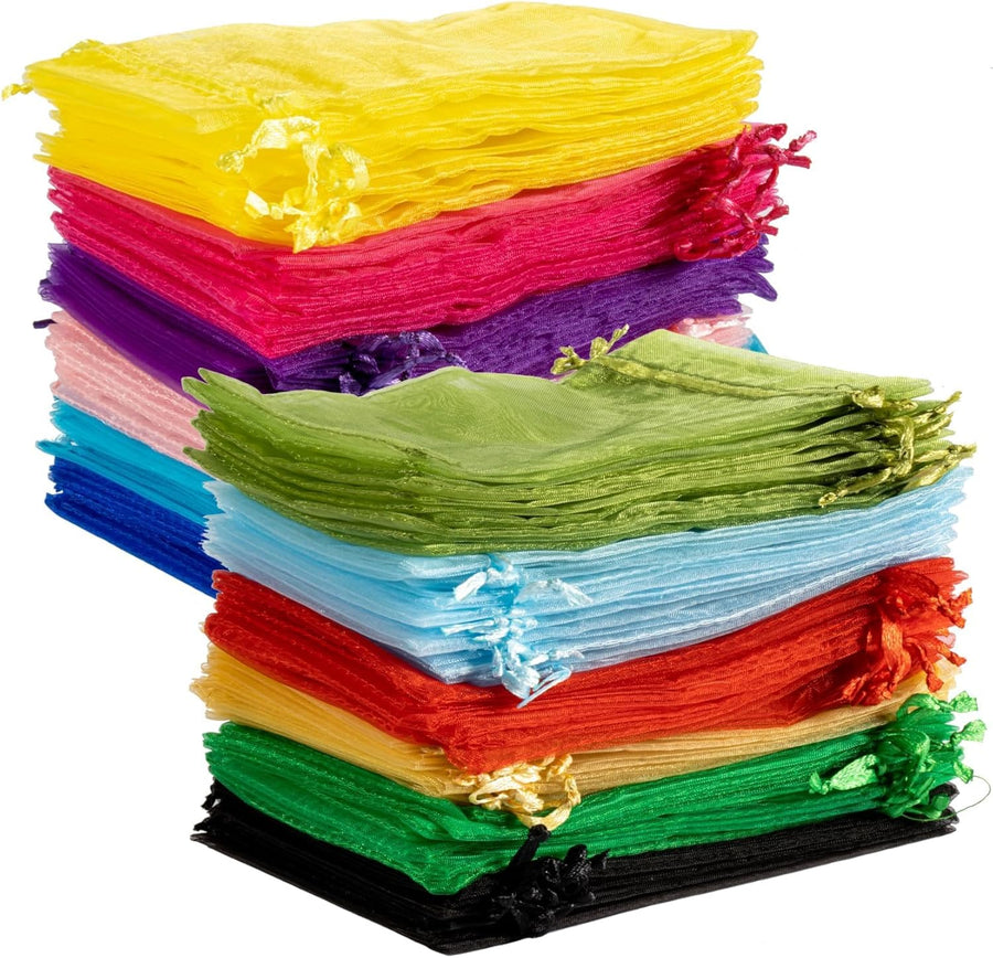 120PCS Organza Bags 4''x6'' - Muticolor Small Sachet Jewelry Gift Favor Bags Drawstring Mesh Bags Gifts Valentines Wedding Eid Mubarak Halloween Eve Christmas New Year Party Candy Fruit Wrap Bulk