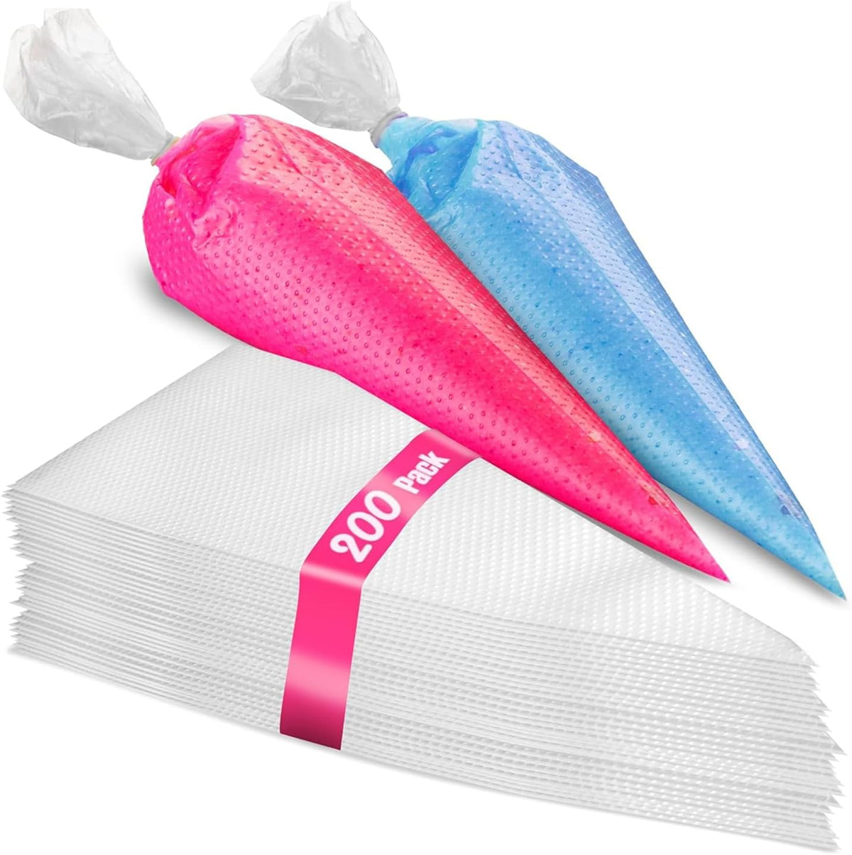 Set of 200 - Anti Burst Piping Bags 12 Inch -  Tipless Icing Bags - Durable Frosting Piping Bag Tools - Pastry and Cookie Decorating Supplies