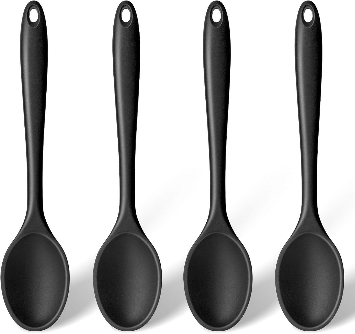 Silicone Spoons for Cooking, 4PCS 10.8 Inch Nonstick Kitchen Serving Spoons, Heat Resistant Silicone Cooking Utensils Set for Stirring, Mixing, Baking, House Warming Gifts & Stocking Stuffers