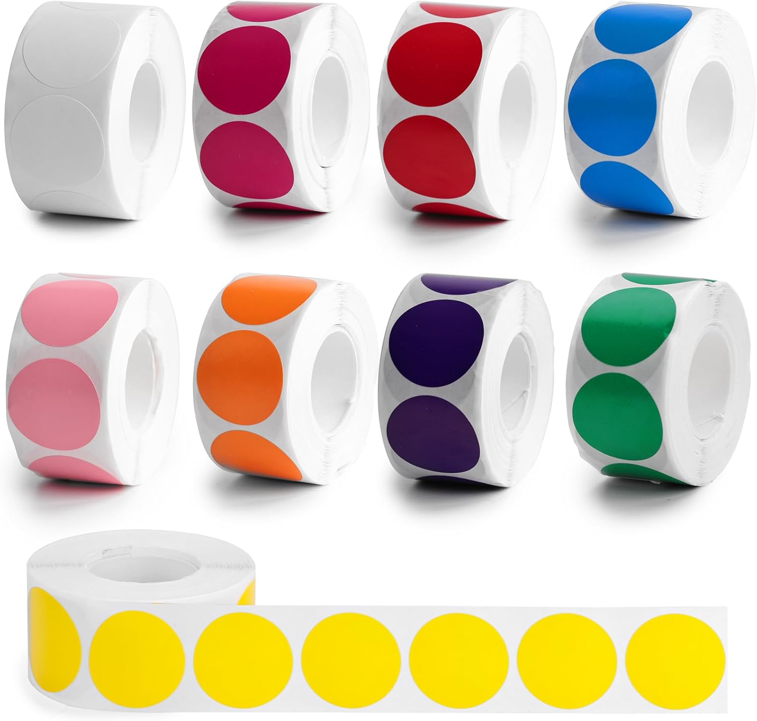 4500PCS Colored Dot Stickers, Round Sticker Labels in 9 Colors, Pricing Stickers Can Writing 1 Inch for Garage Sale Yard Sale Office Supplies Classroom Must Haves Decor, 500 Labels/Roll