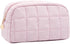 Makeup Bag, Quilted Puffy Travel Toiletry Bag with Compartments, Wide-Open Cosmetic Bag for Women, Pouch Purse Organizer, Pink