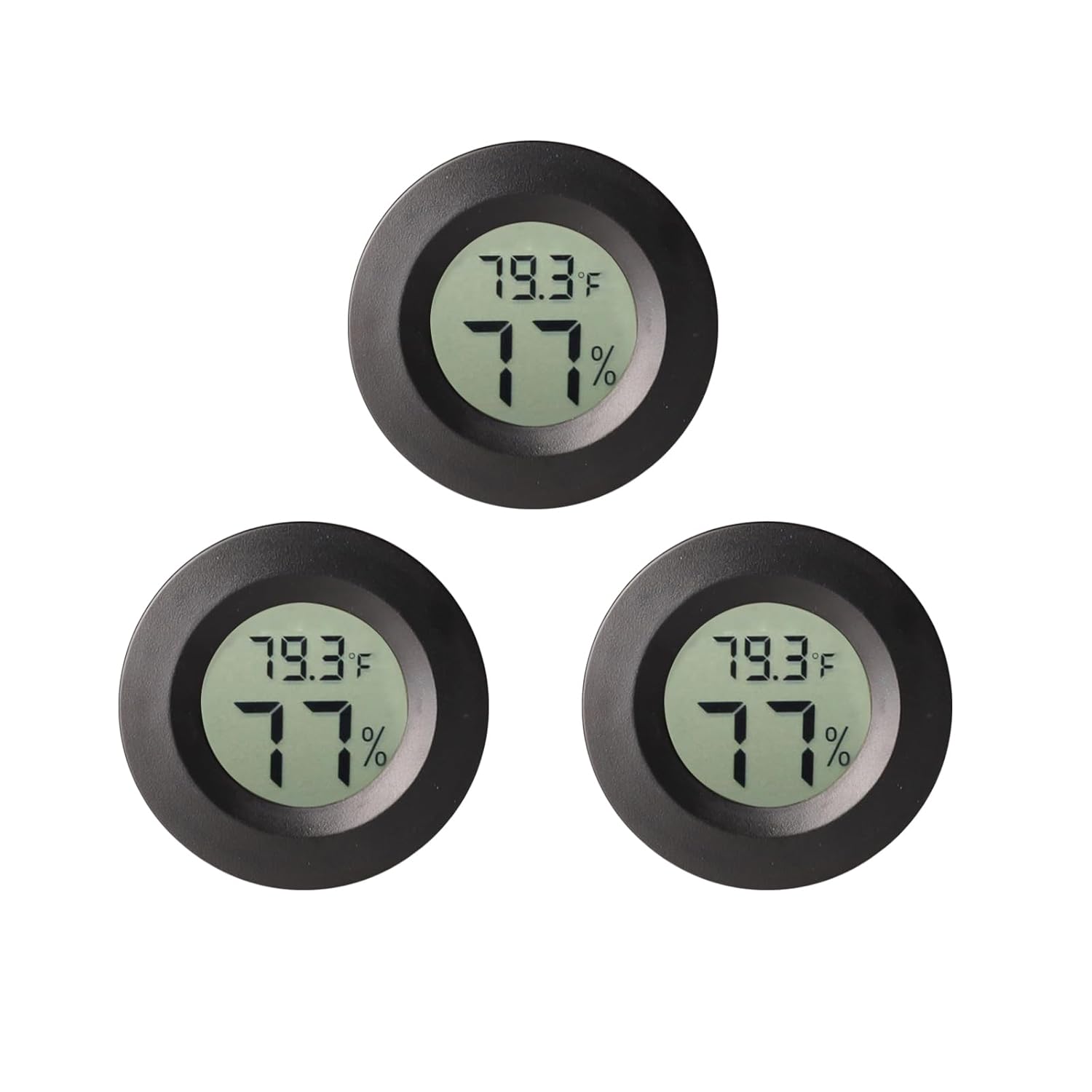 3pcs Mini Hygrometer Thermometer Indoor Outdoor Round Humidity Meter Fahrenheit Celsius Switchable Temperature Gauge Humidity Sensor Monitor for 3D Printer Reptile Jars