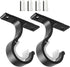 Ceiling Mount & Wall Installation Curtain Rod Brackets Holders for 1 Inch Rod, Black (Set of 2, Black)