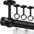 Curtain Rod Brackets, Ceiling Heavy Duty Holders, Black 4 Pack Hooks Hangers for 1 1/4-Inch Drape Poles